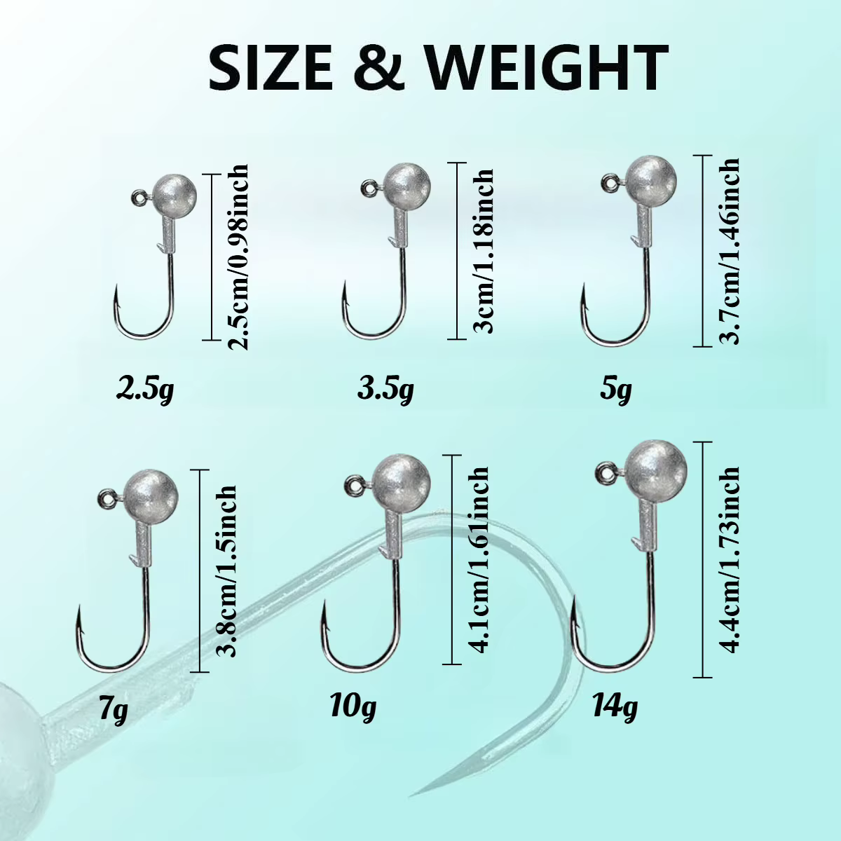Anzuelos con cabeza de plomo 2,5-14g para vinilos – Lubina y carpa