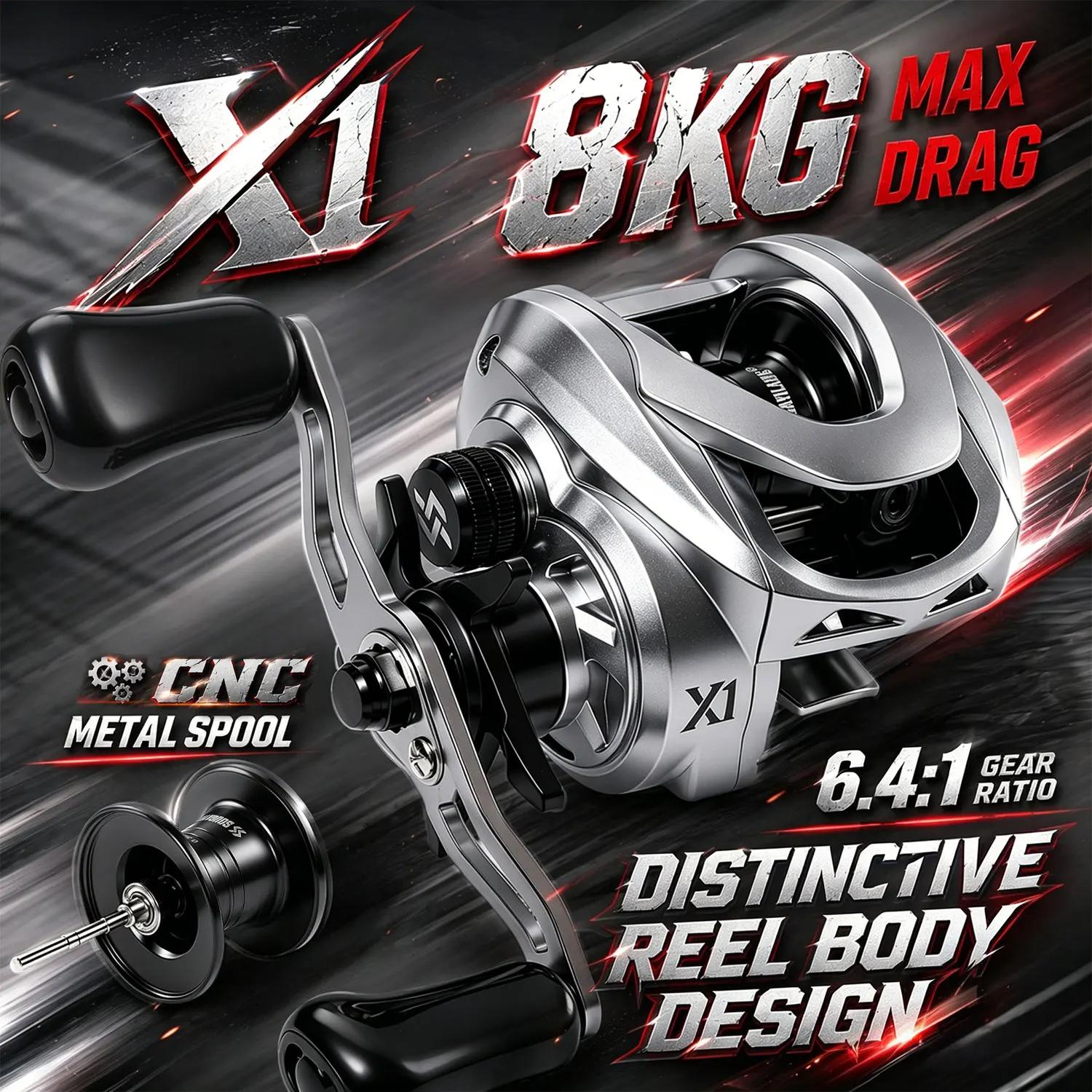 Carrete de Baitcasting Sougayilang X1 con freno magnético y bobina CNC - imagen 4