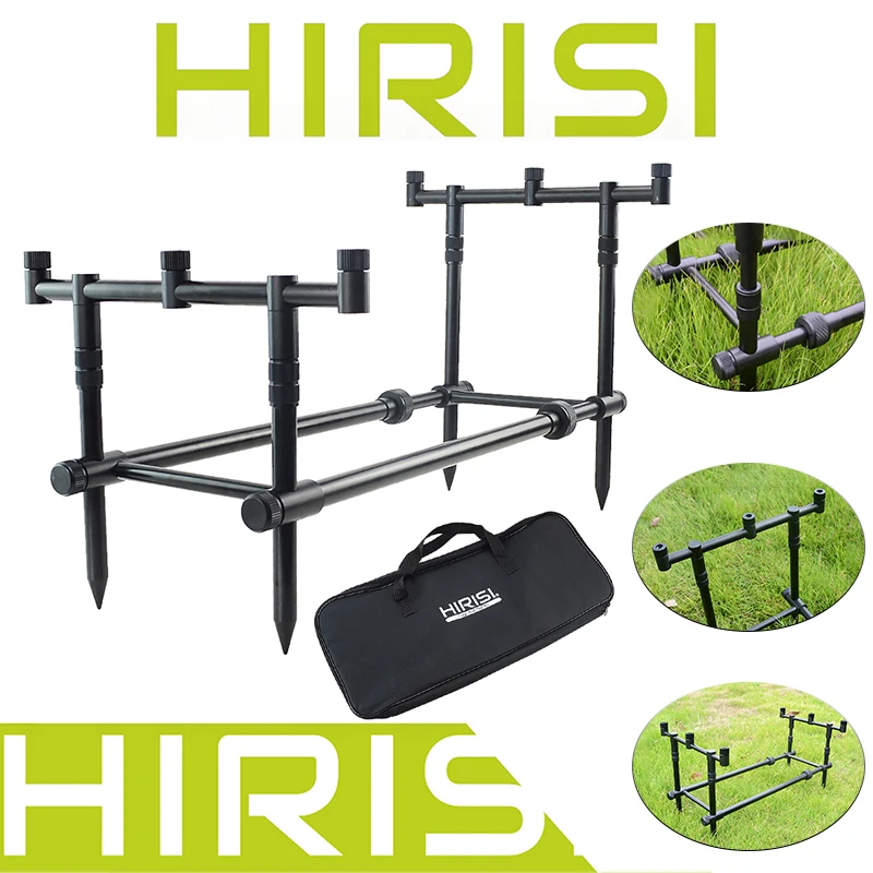 Soportes de Cañas aluminio Hirisi con barra de alerta y patas