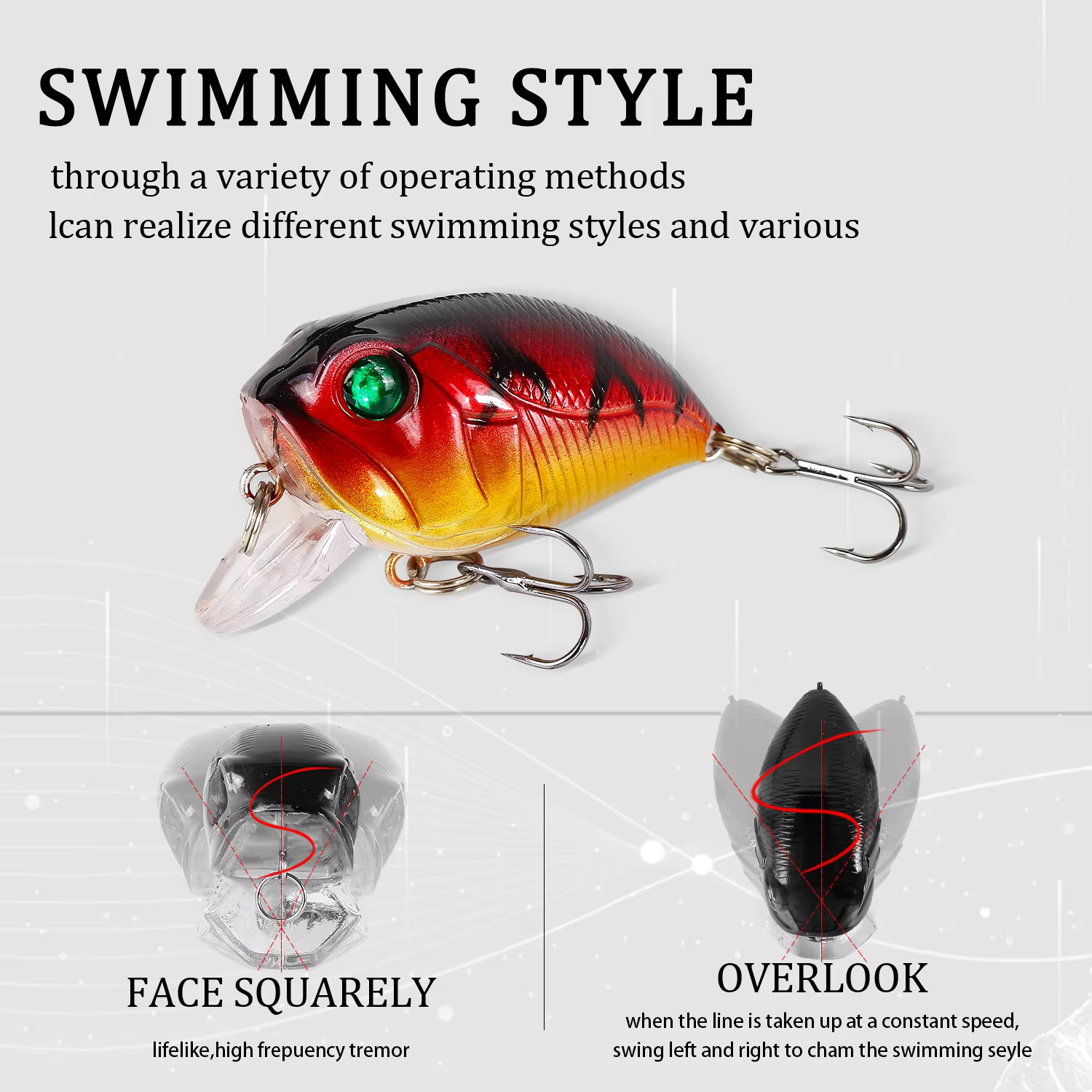 Crankbait con ojos 3D – Señuelo duro wobbler - imagen 2