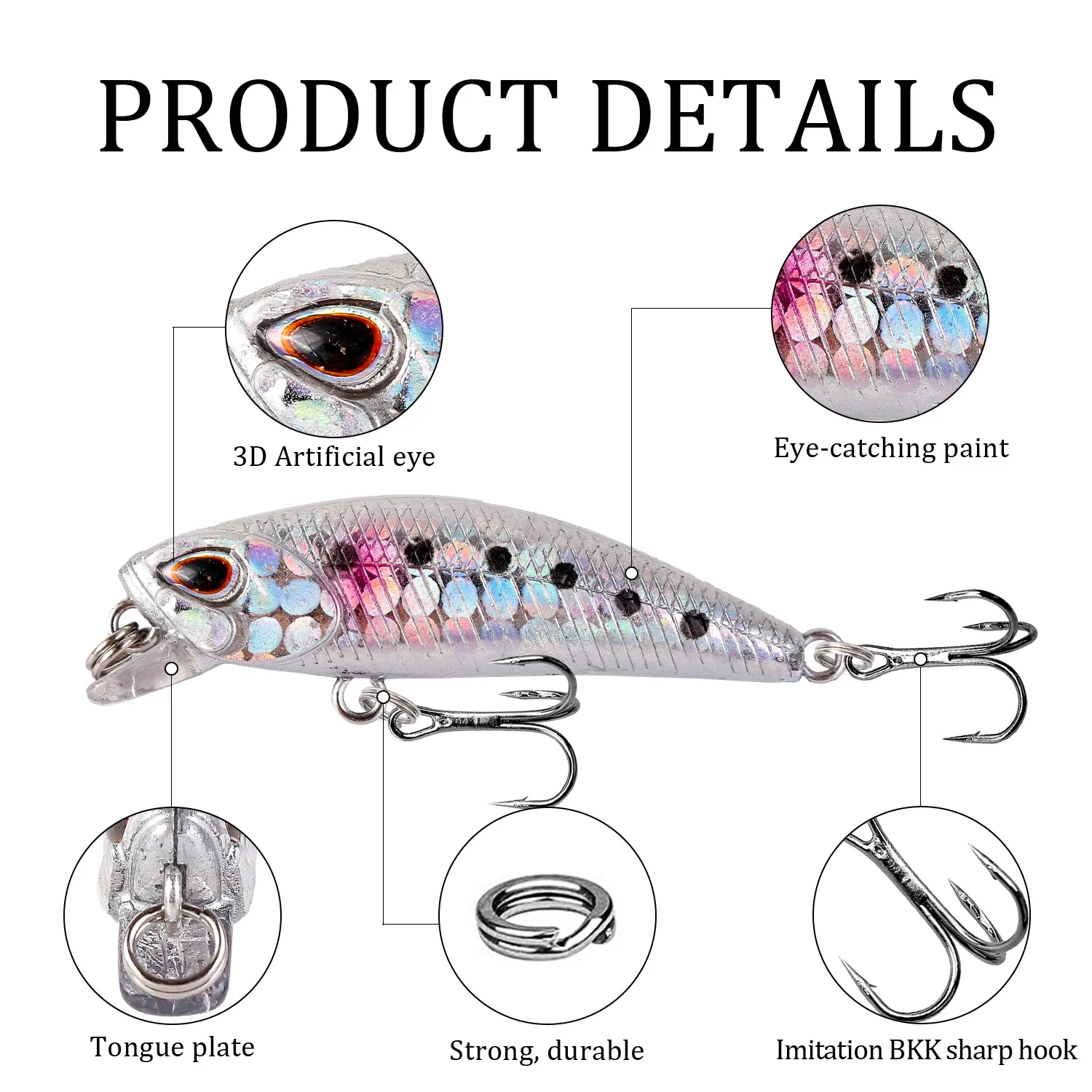 Señuelo Minnow hundible para lubina de plástico duro tipo Crankbait - imagen 4
