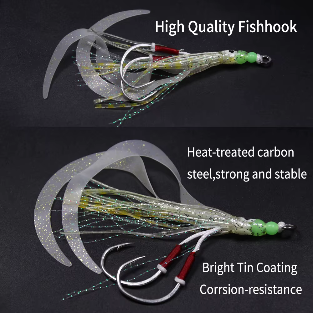 Elllv Señuelo calamar suave con anzuelo de asistencia Jigging lento