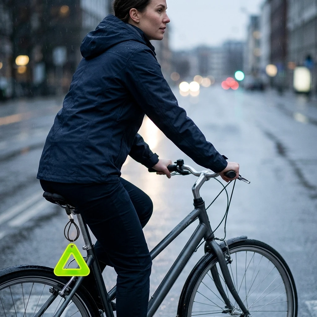 Señal triangular reflectante para bicicleta impermeable - imagen 4