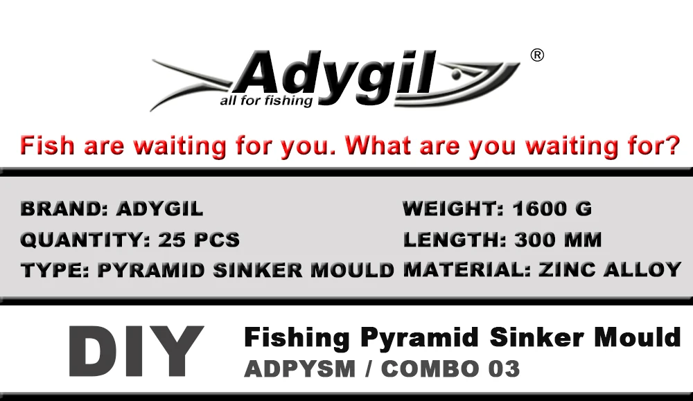 Molde piramidal Adygil de 4 cavidades para plomos de pesca