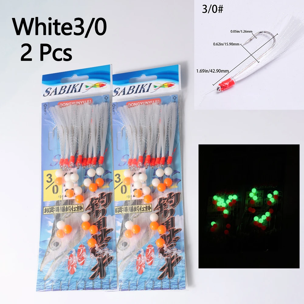 Anzuelos Sabiki con cuerda de imitación luminosos blancos y verdes - imagen 4