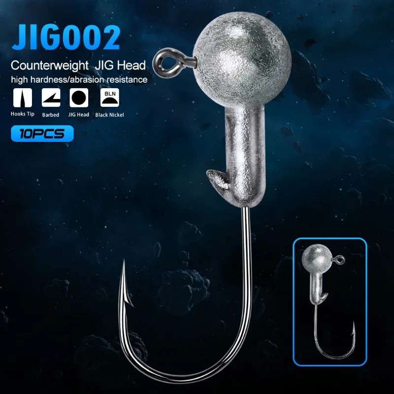 Anzuelos Jig Head de acero carbono con plomo redondo y púas - imagen 5