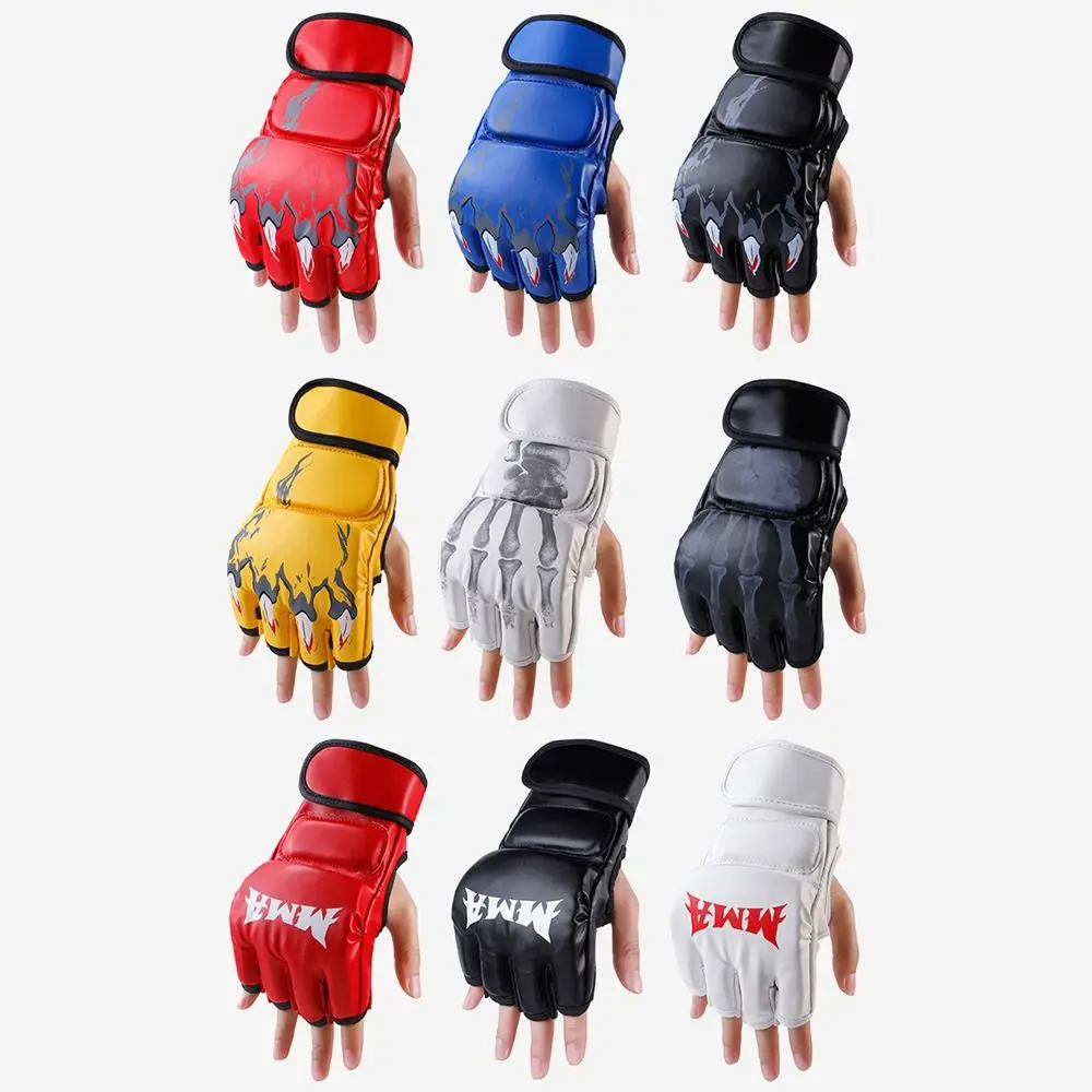 Guantes de boxeo profesionales de medio dedo con cojín de cuero - imagen 4