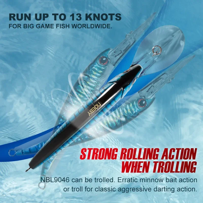 Noeby Trolling Minnow – Señuelo sinking minnow agua salada big game - imagen 3