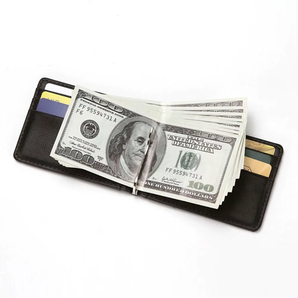 Cartera Antirrobo de Cuero PU Ultrafina para Hombre con Clip para Billetes - imagen 2