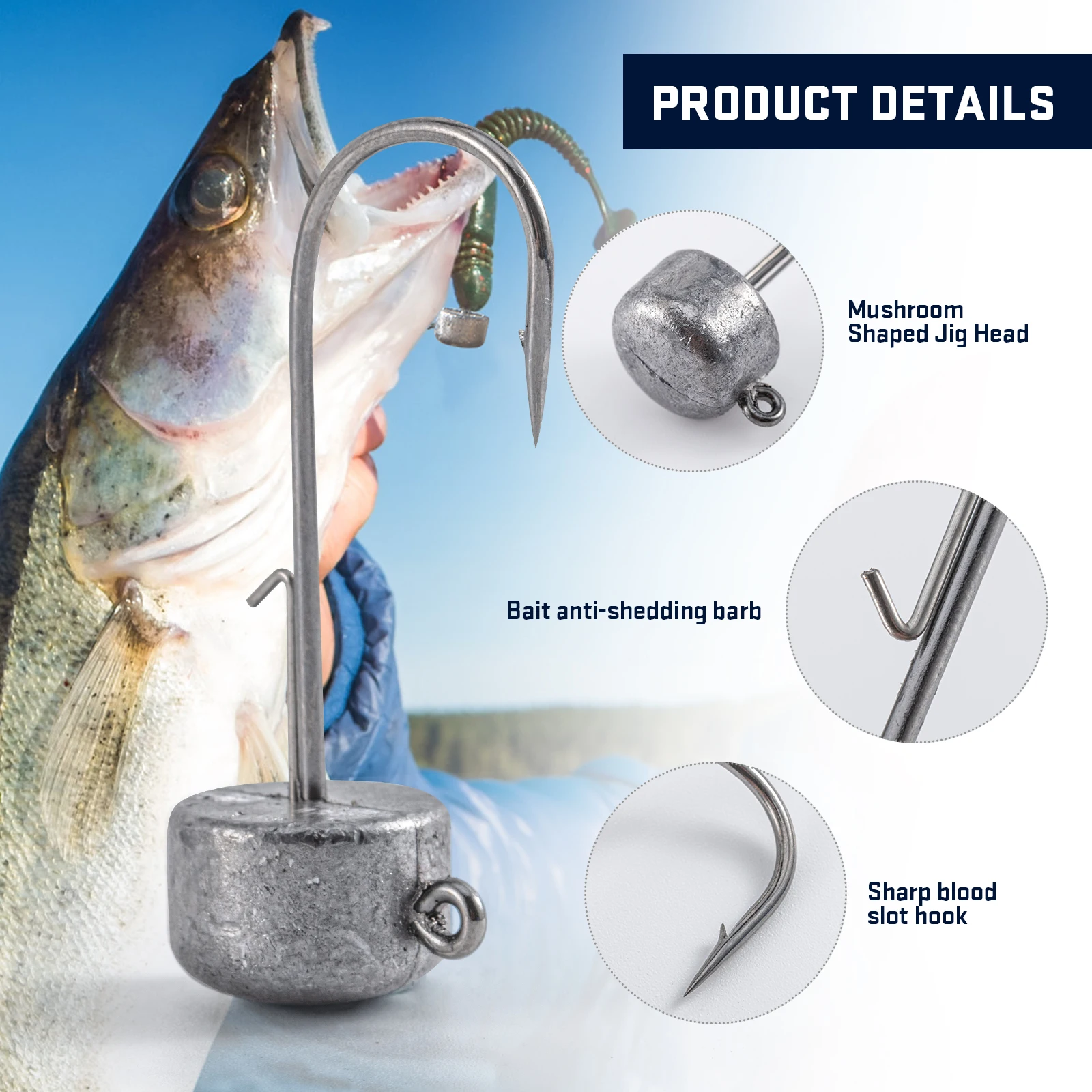 Anzuelos Jig Head Goture con cabeza plomada para vinilo - imagen 4