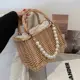 Bolso de mimbre tejido a mano con diseño floral - imagen 4