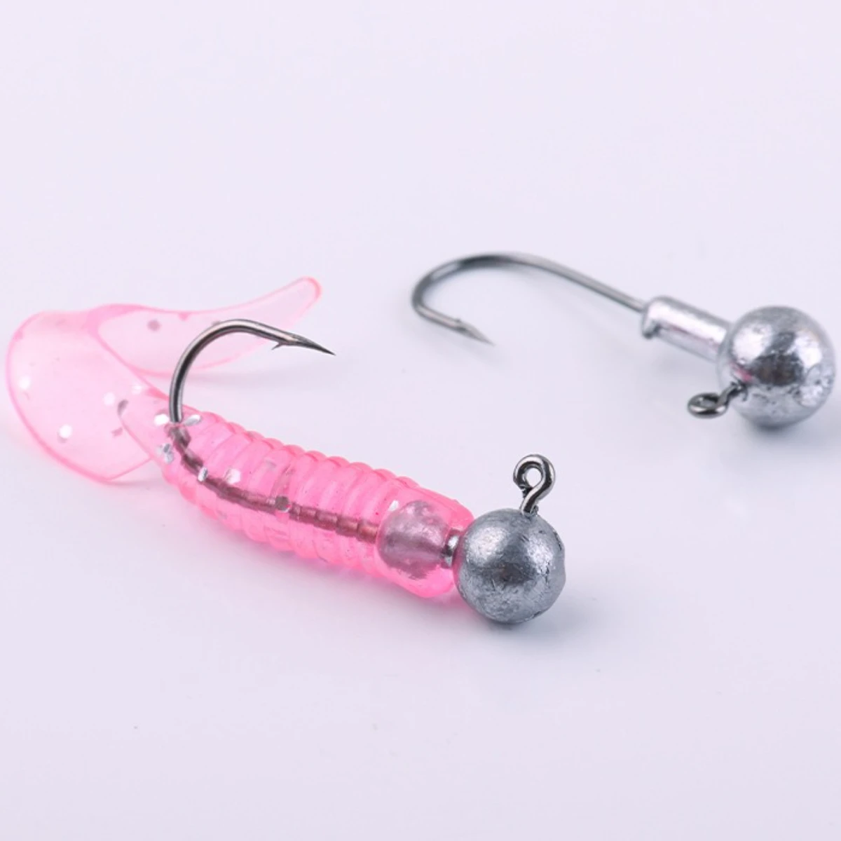 Kit de pesca suave con señuelos y cabezas de anzuelo