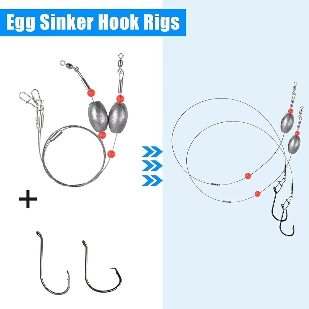 Aparejos de pesca con forma de huevo, plomo y alambre de acero - imagen 2