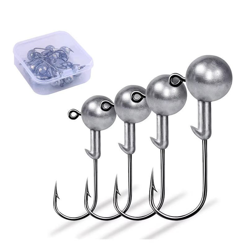 Anzuelos Jig Head bola redonda con hoja sin malezas para vinilo - imagen 4