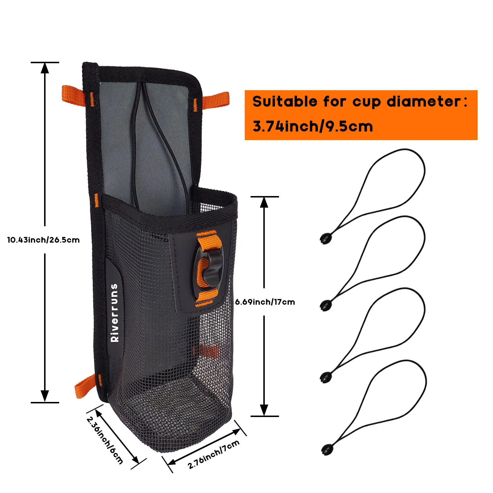 Soporte para botella de agua ajustable con malla desmontable
