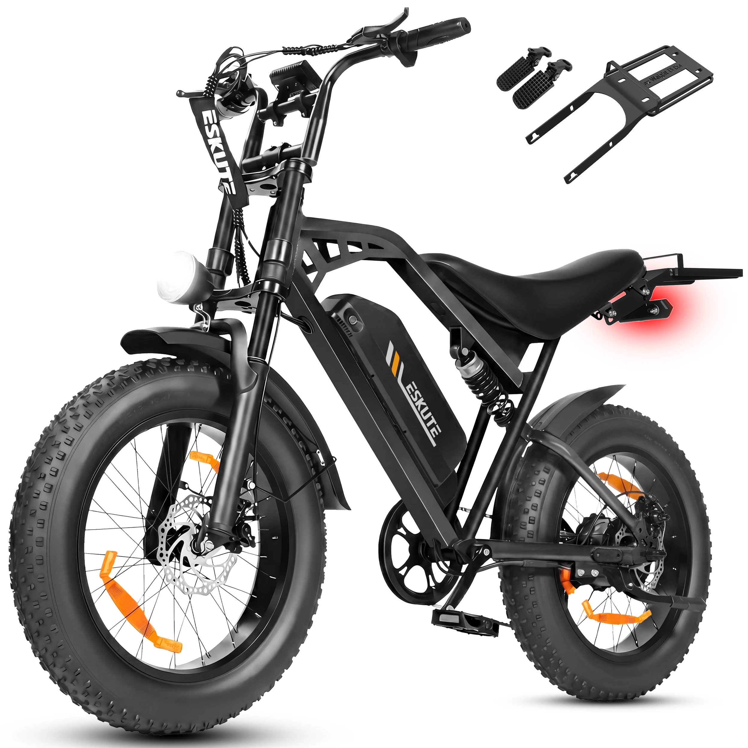 Bicicleta eléctrica ESKUTE V202 todoterreno negra con frenos de disco - imagen 4