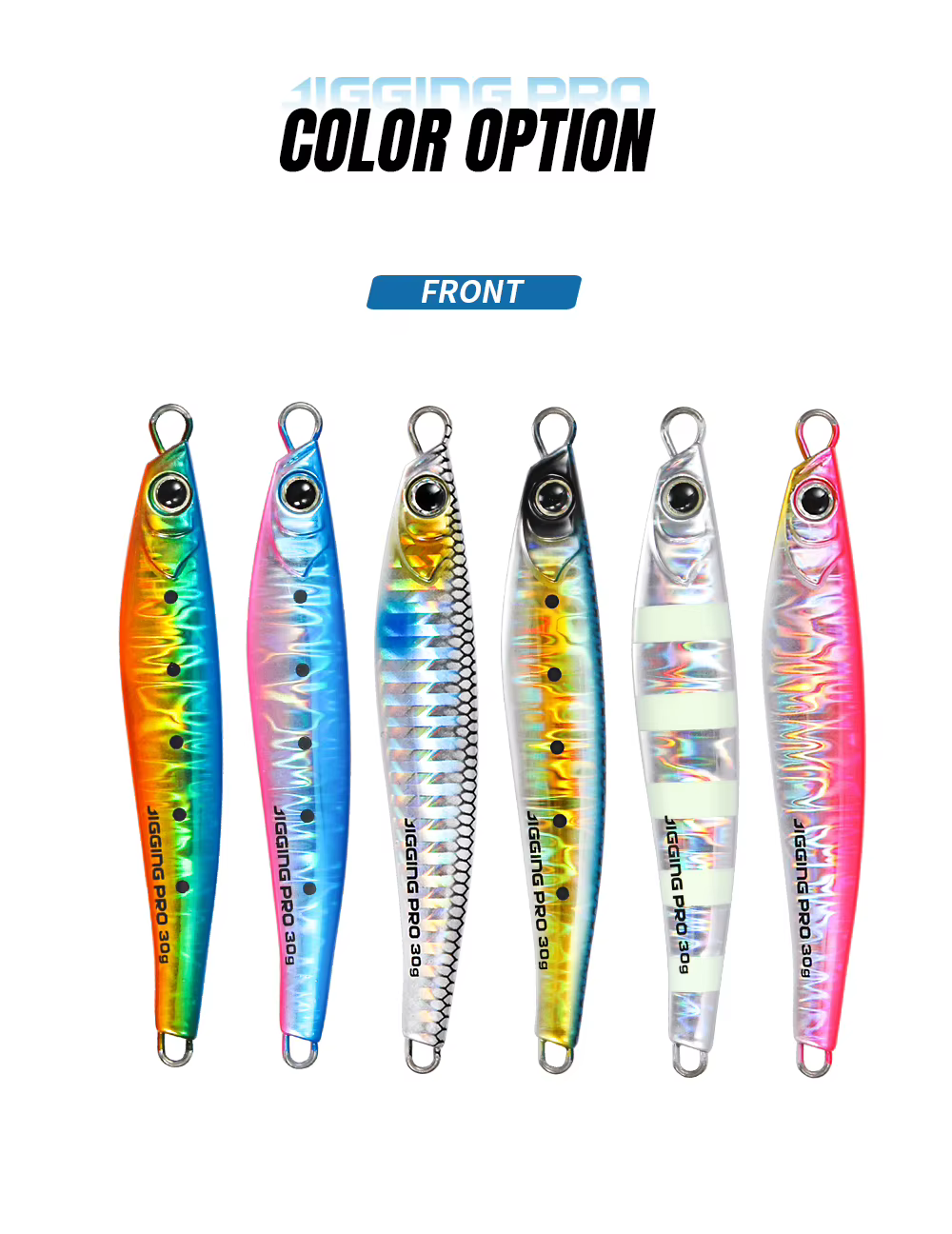 Perfil aerodinámico y acabados luminosos de los jigs JIGGING PRO
