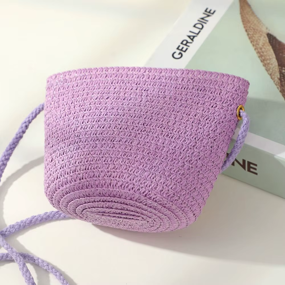 Bolso Bandolera de Paja con Flores – Monedero para Niñas - imagen 4