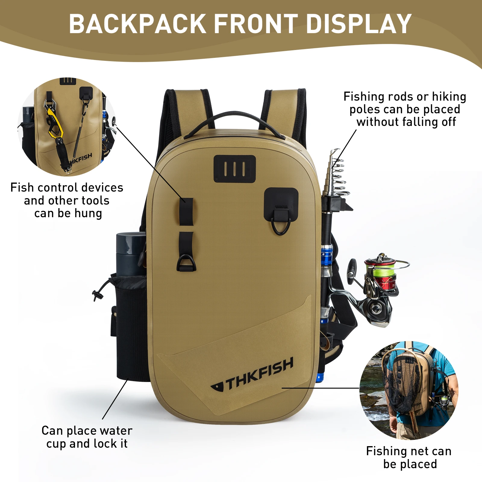 Interior de la mochila con compartimentos y bolsas de almacenamiento