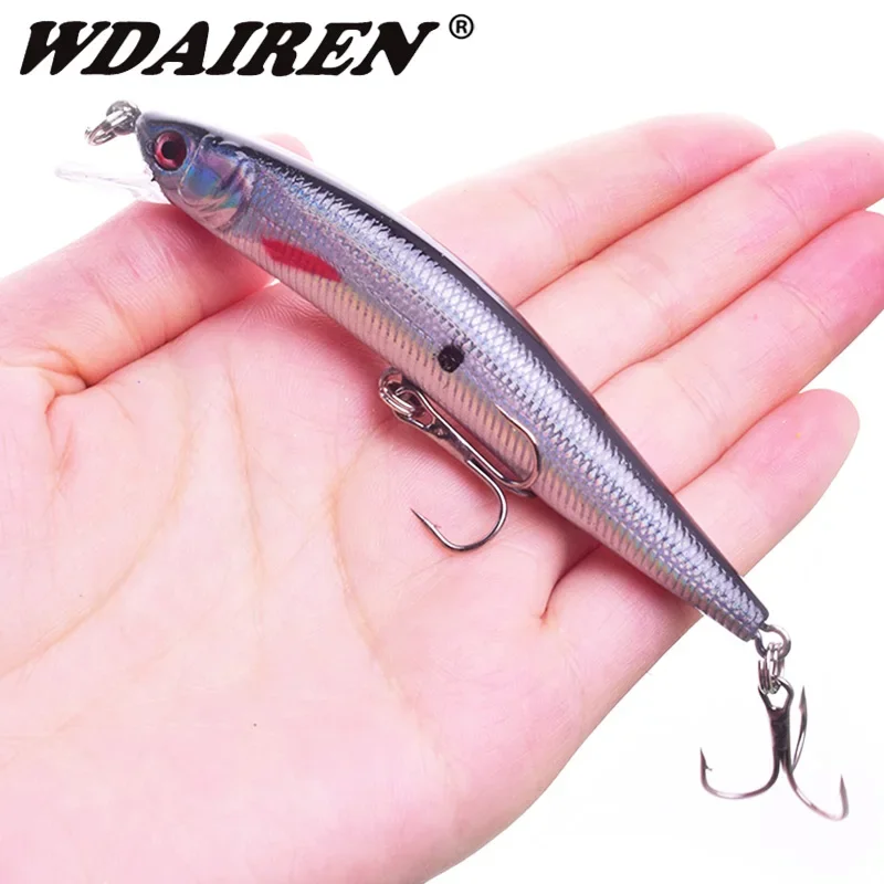 Crankbait Minnow flotante para lucio con ojos 3D y láser cebo duro