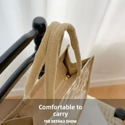 Bolsa de mano de lona ligera bordado floral gran capacidad