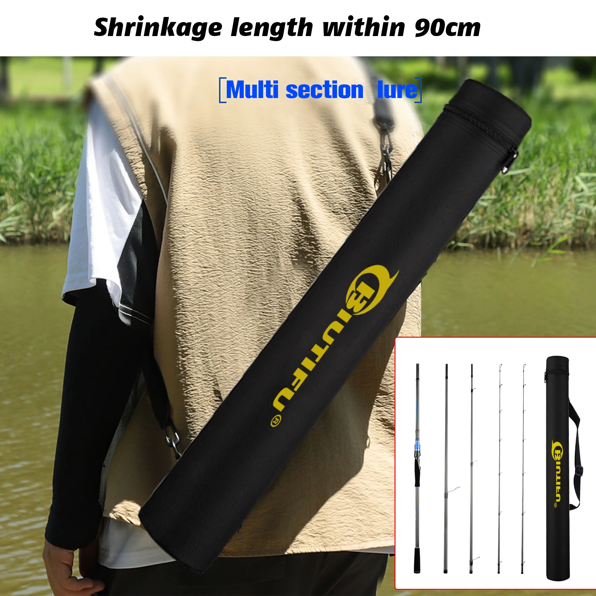 BIUTIFU caña de spinning y baitcasting carbono rápido con tubo - imagen 3