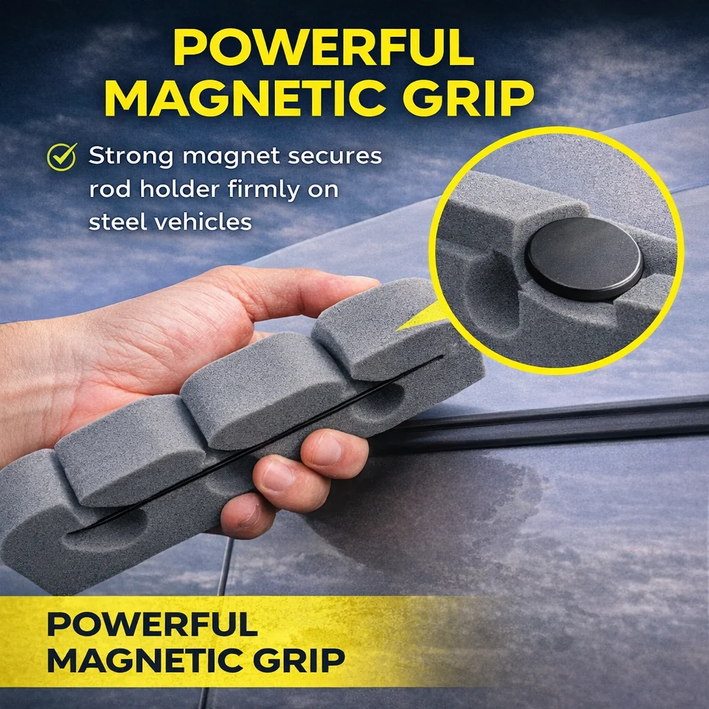 Soporte magnético para cañas Aventik, montaje seguro en acero - imagen 3