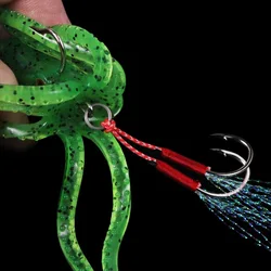 Señuelos calamar jigging lento doble anzuelo para lubina