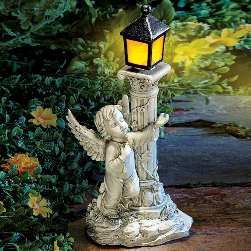 Pesca decorativa: Lámpara Solar para Jardín - Ángel en Columna Romana - imagen 5