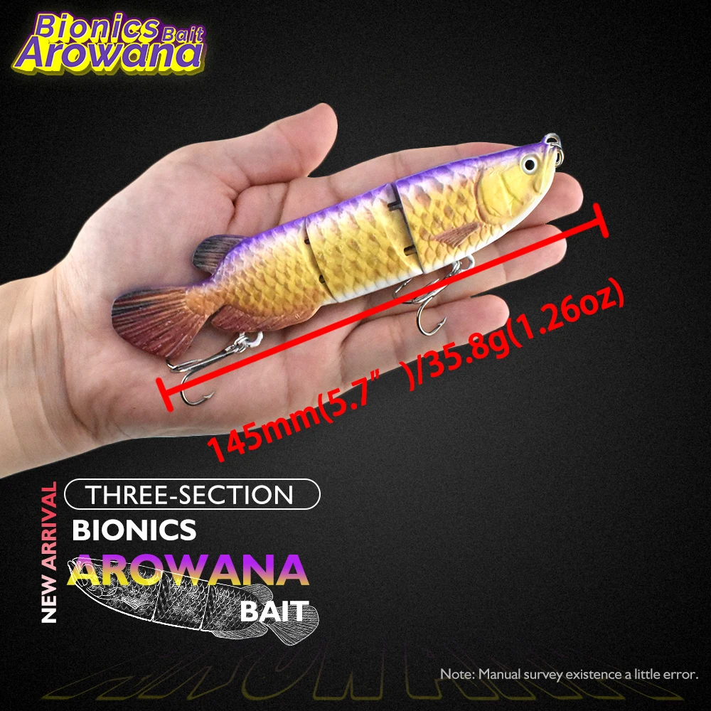 Swimbait hundible multiarticulado ABS para pesca de arwana