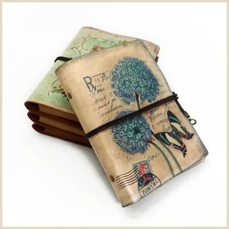 Cuaderno vintage piel PU para escribir – Agenda creativa papel Kraft - imagen 4