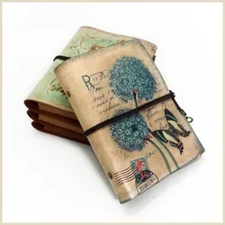 Cuaderno vintage piel PU para escribir – Agenda creativa papel Kraft