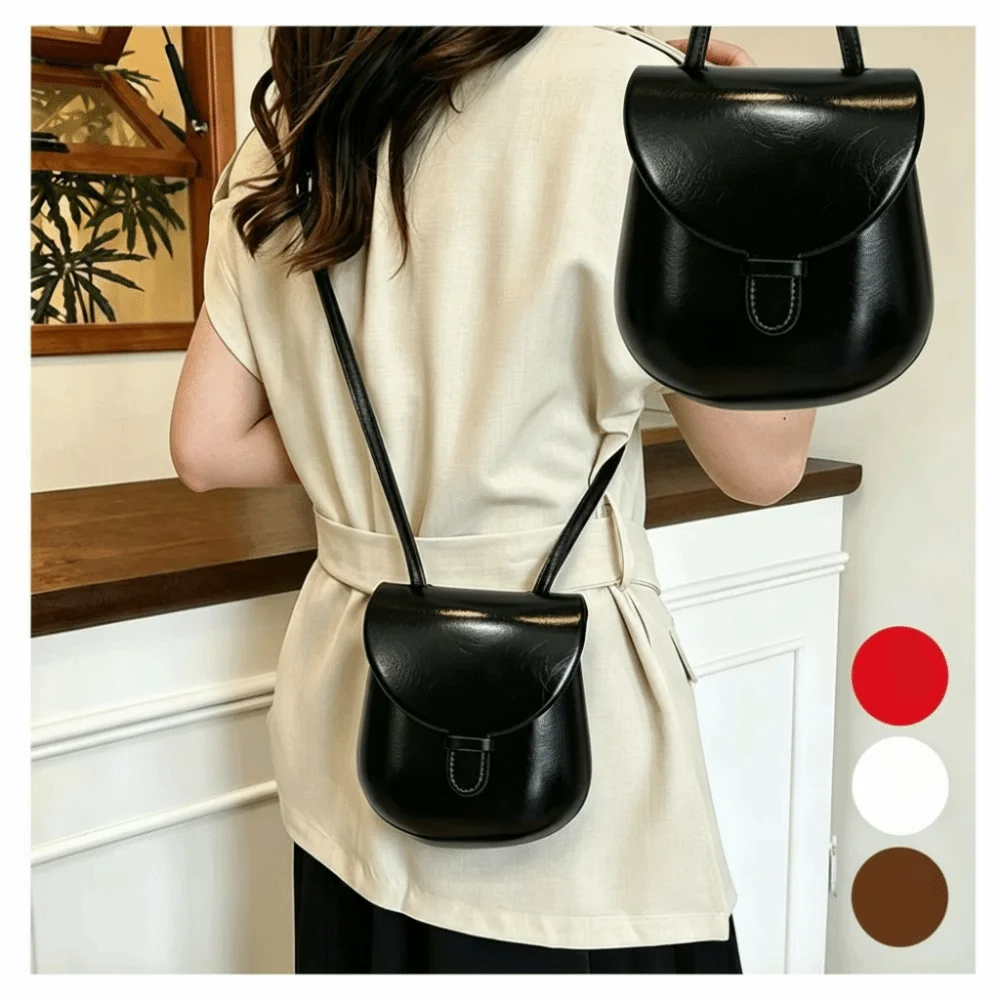 Bolso bandolera vintage de solapa estilo casco caballo en PU - imagen 3