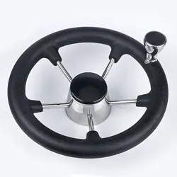 Volante náutico de acero inoxidable con empuñadura de espuma negra