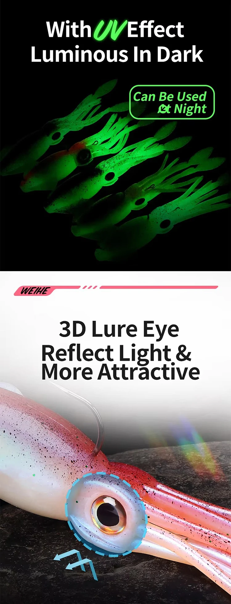 Efecto luminiscente del señuelo UV