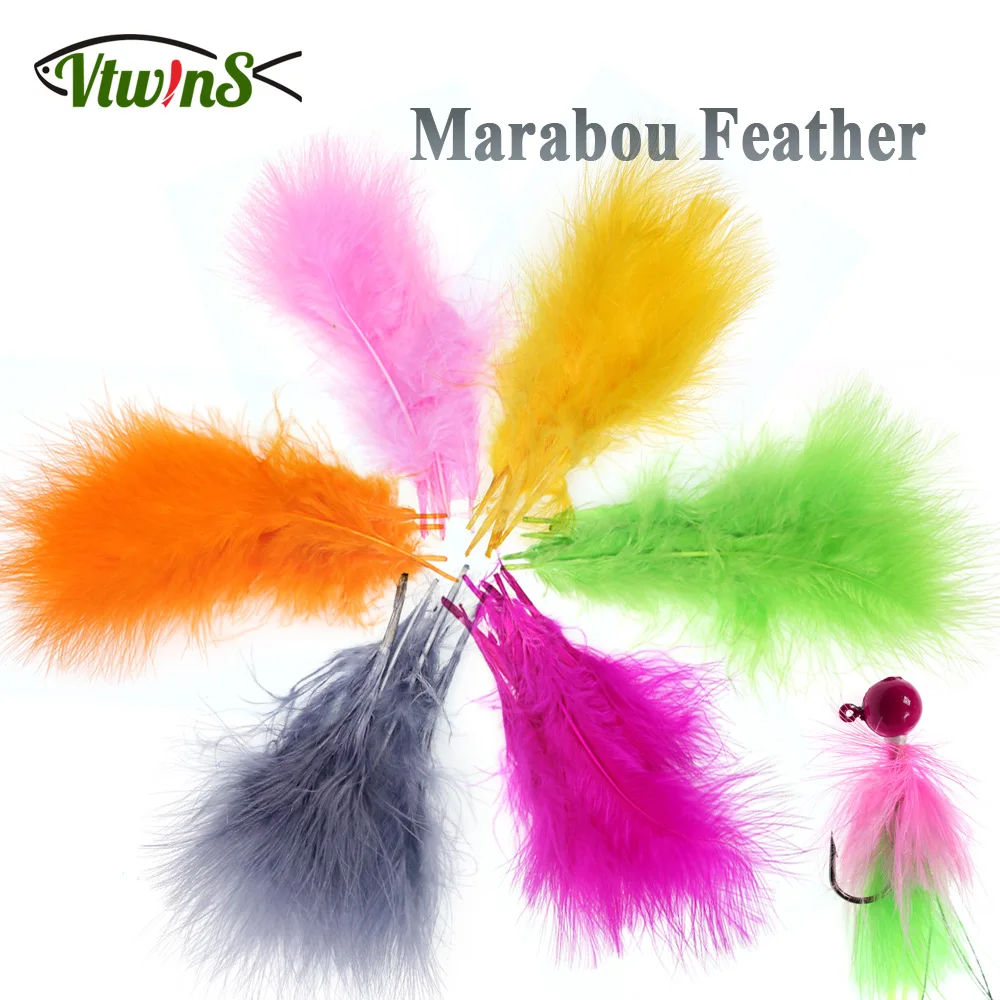 Plumas de marabú Vtwins naturales para atado de moscas