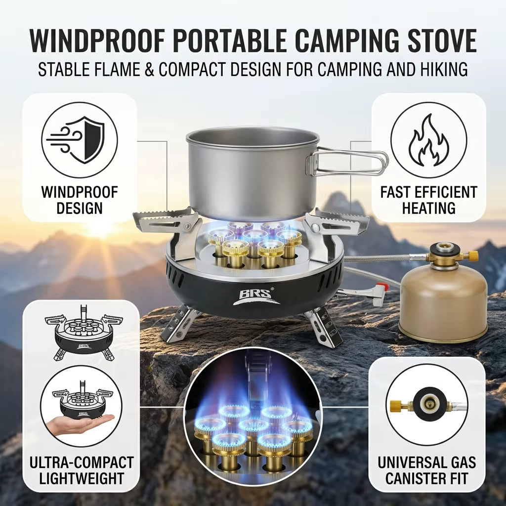 Estufa Gas Portátil Plegable Resistente al Viento – Aluminio - imagen 3