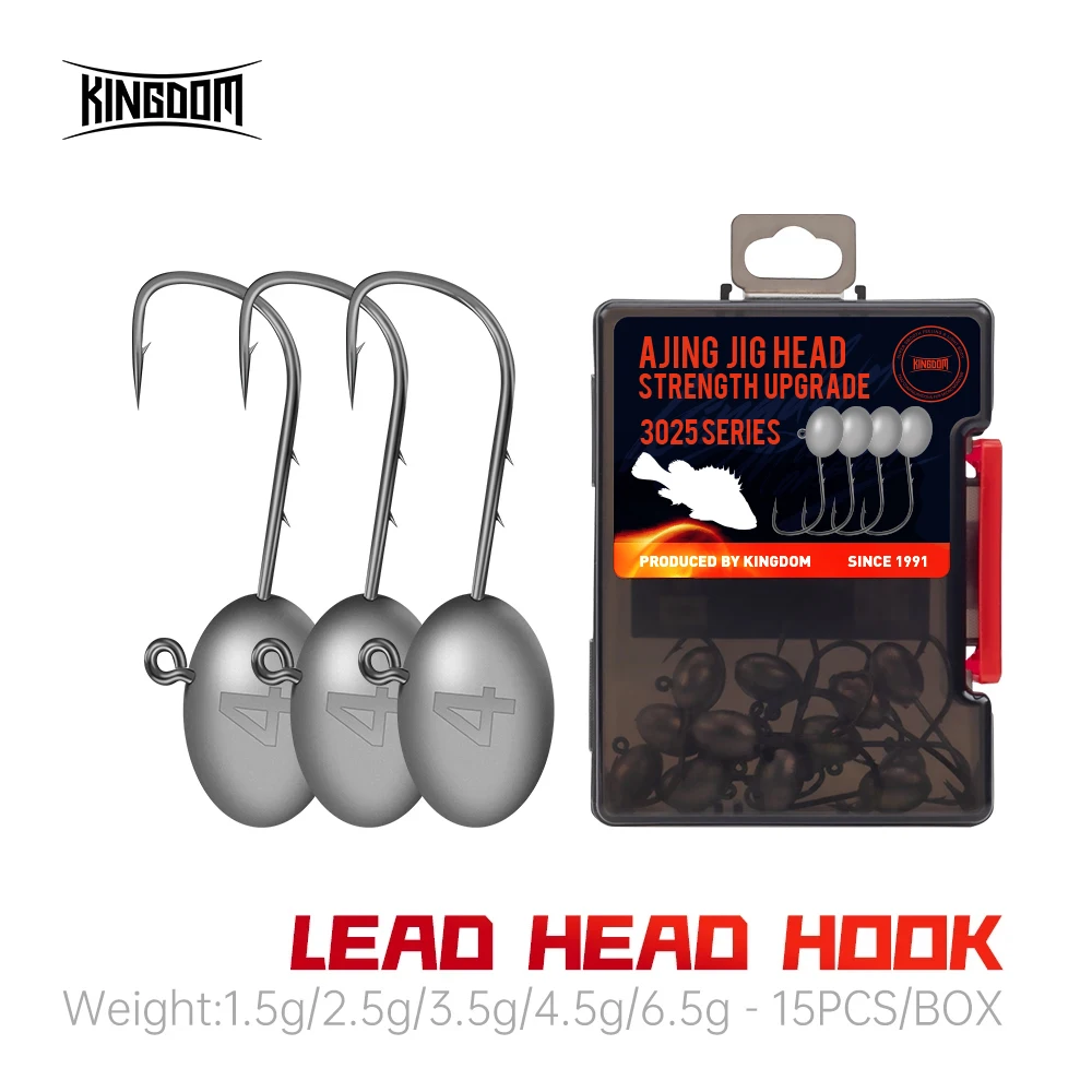 Anzuelos Jig Head Kingdom para vinilo afilados 15 uds