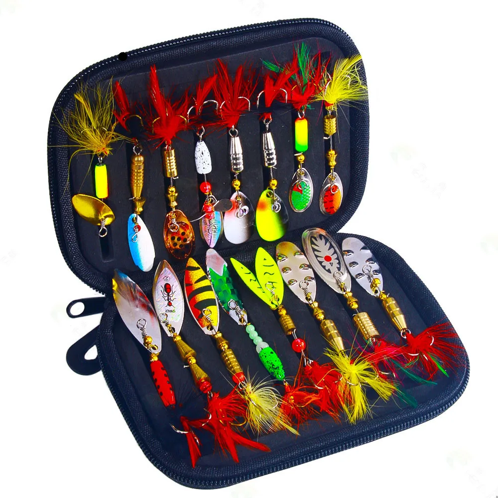 Spinnerbait con anzuelos triples y plumas – Señuelo giratorio metálico - imagen 3