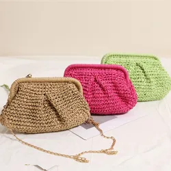Bolso de paja bandolera gran capacidad con correa de cadena
