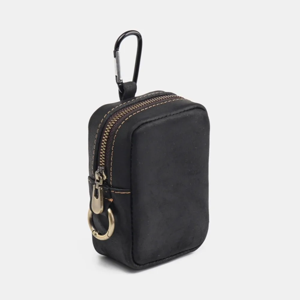 Riñonera impermeable de cuero con gancho, cremallera y monedero