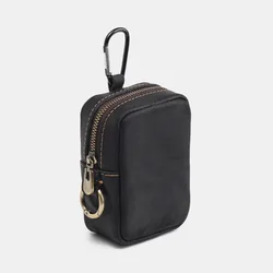 Riñonera impermeable de cuero con gancho, cremallera y monedero