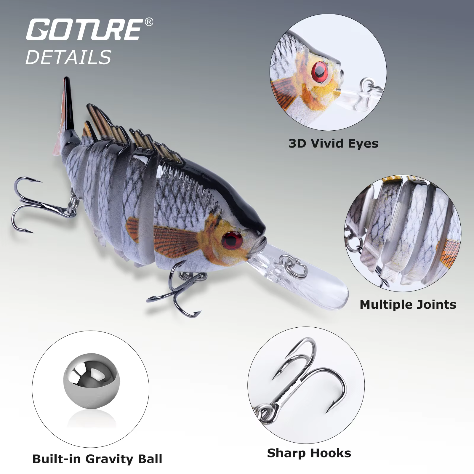 Crankbait Articulado Goture 14.5cm – Wobbler Duro para Lubina - imagen 5