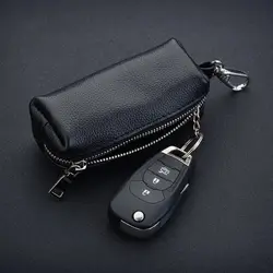 Cartera mini multifuncional de cuero genuino para llaves y tarjetas
