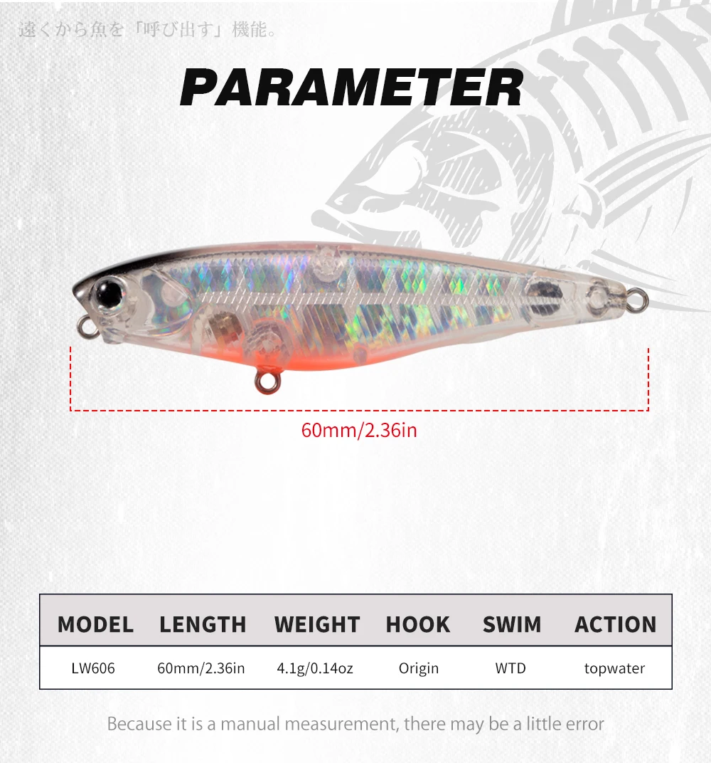 Cuerpo duro y diseño tipo pencil para pesca en superficie