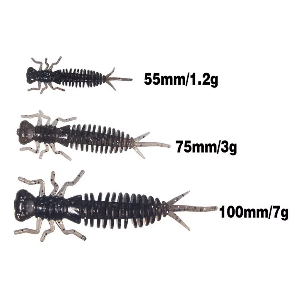 Señuelos Blandos de Silicona Forma Larva – Vinilos para Lubina y Carpa - imagen 4
