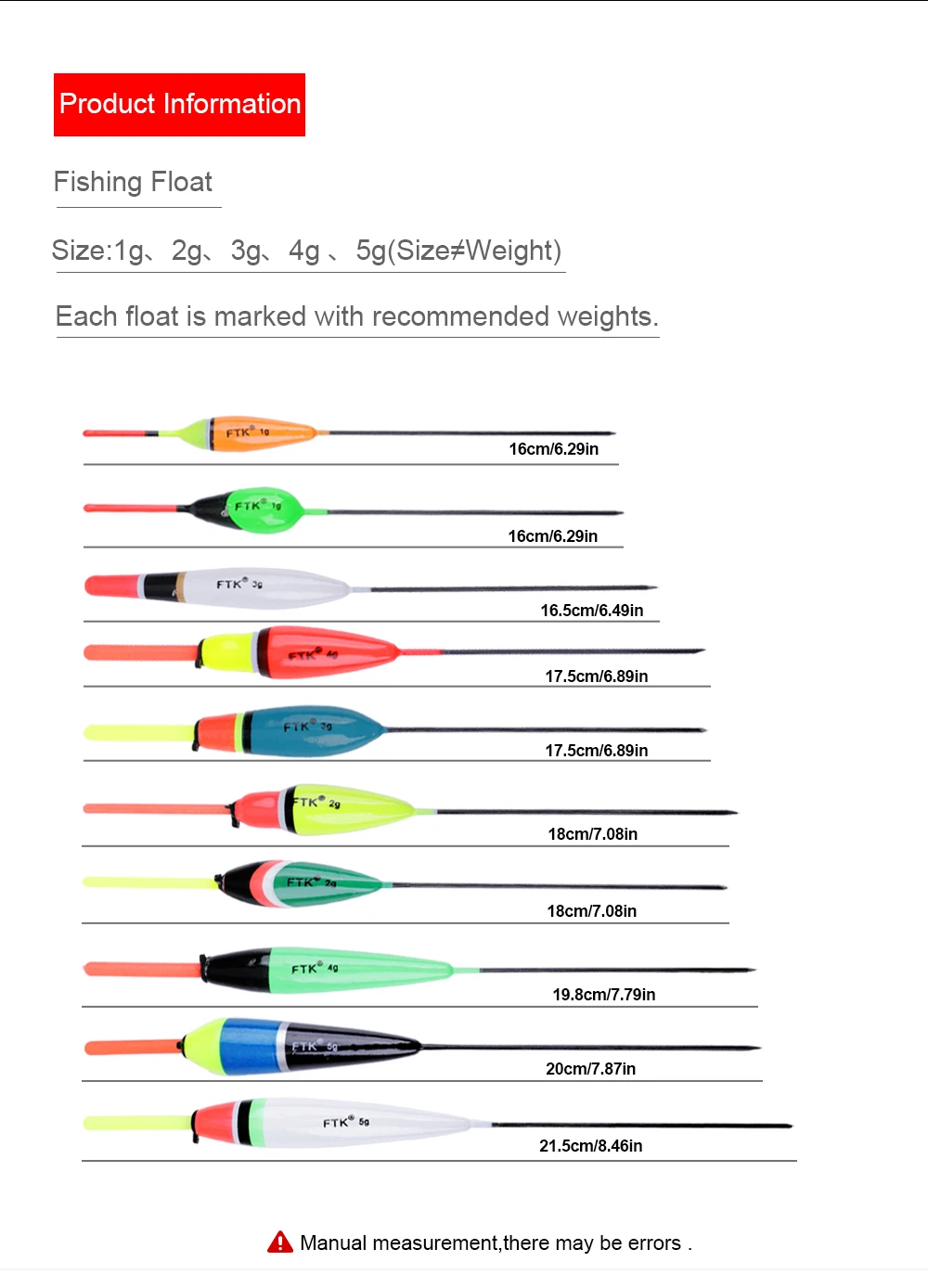 Juego completo de 10 flotadores de pesca FTK