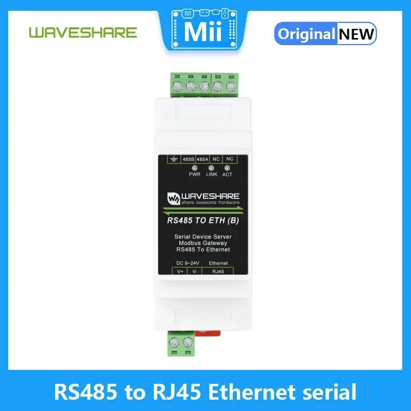 Convertidor RS485 a Ethernet Waveshare RJ45 TCP/IP en Riel PoE - imagen 3