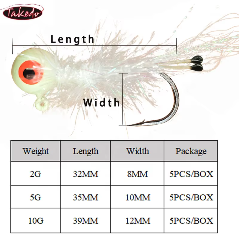 TAKEDO Jig Head con Luz – Micro Jig para Rock Fishing con Vinilo - imagen 3