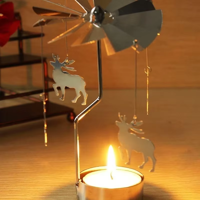 Candelabro navideño de metal con carrusel giratorio para la pesca - imagen 4